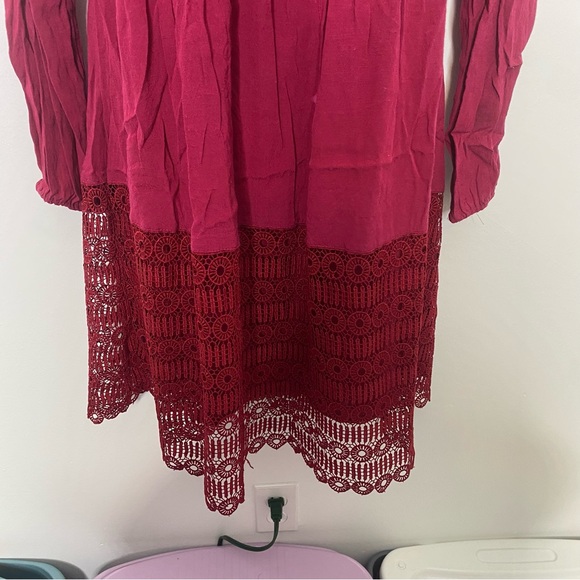 Anthropologie Floreat Wine Aveline Lace Crochet Dress Size 0 - Picture 10 of 16